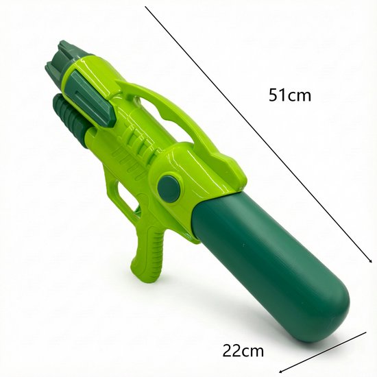 Waterpistool 51cm XL - 1100ml Grote Tank & 7m Schietbereik - Water Pistool- Watergeweer - Super Soaker - Duurzaam Waterspeelgoed voor Strand & Tuin - Buitenspeelgoed voor Kinderen & Volwassenen - 51×22×10cm - Groen