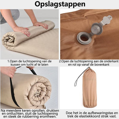 Slaapmat - Dubbel Campingmatras 192x132 cm Extra Breed - 5 cm Dikte - Incl. Stofvrije Hoes - Comfortabe - Opvouwbaar Kampeermatras - Logeermatras - 2-Persoons - Kaki