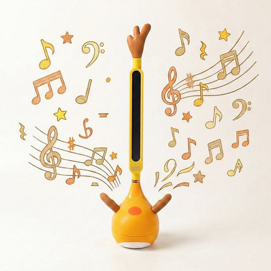 Elektrisch Muziekinstrument Walvis - Magische Speelgoed Gitaar & Synthesizer voor Kinderen - Zachte Siliconen Kop (Knijp & Glijspel) - USB Oplaadbaar - Educatief Muziekspeelgoed - Grappig muziekinstrument - Oranje