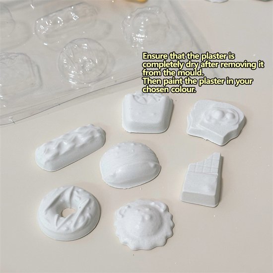 Knutselpakket Magneten Maken & Gips Gieten - DIY Creatief Speelgoed Set - Thema Eten met Hamburgers, Donuts & Frietjes - Inclusief Verf & Vormpjes - Knutselen voor Kinderen - Koelkast Magneten - Speelset - Verjaardag Cadeau Jongens & Meisjes