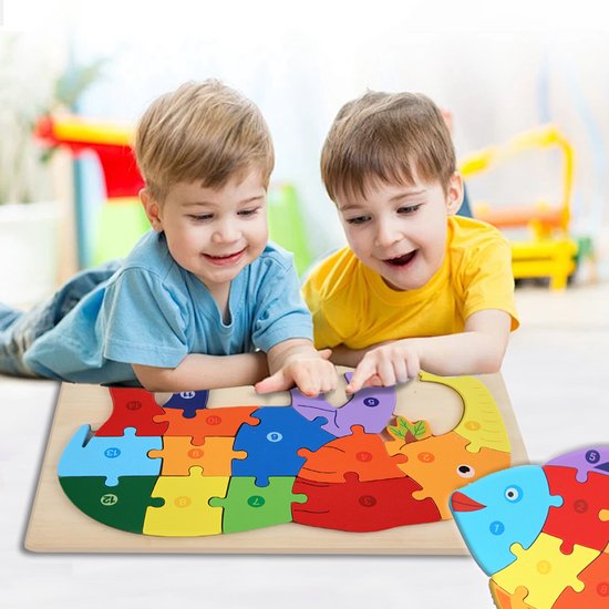 Houten Blokpuzzel-Montessori Speelgoed-3D puzzel-Kinderen-3 Jaar-Gift-Cadeau-14stuks-Paard, Educatief Spel voor 3 4 5 6 7 Jaar, Cadeau voor Jongens en Meisjes