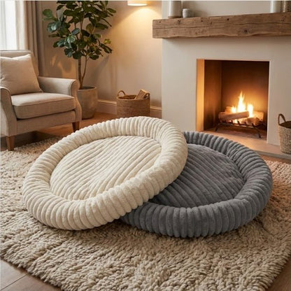 Donut Hondenmand 100 cm - Ronde huisdier nesten - Fluffy Hondenkussen - wasbaar - Anti-slip Mat Onderkant - voor grote honden - Anti Stress & Kalmerende Werking - Hondenmand rond - Comfortabele Slaapmand - Luxe Dierenbenodigdheden - Dog Bed - grijs