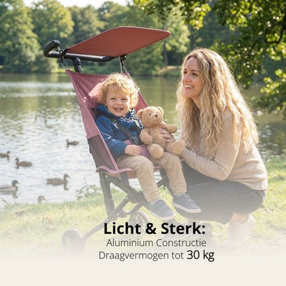 Lichtgewicht Buggy & Reisbuggy - Compact inklapbaar Kinderwagen - Opvouwbaar Wandelwagen - Tot 30kg Draagkracht - Stabiel 4-Wiel Design & Anti-Schok - Ideaal voor Camping & Auto - Oersterk Aluminium Frame - Eenhands Inklapbaar - Roze