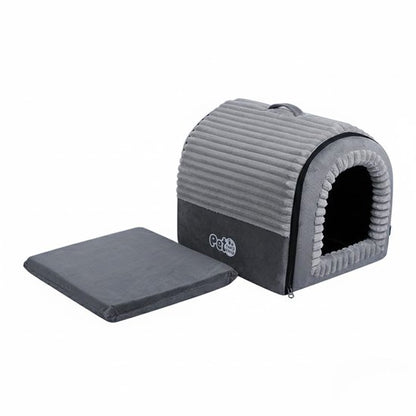 Hondenmand & Kattenhuis - 43*39*37CM - Luxe Huisdierbed - Opvouwbaar tot Sofa- Met Uitneembaar Kussen&Handvat - Wasbaar & Anti-slip - voor Middelgrote & Kleine Honden - Geschikt voor Alle Kittens - Indoor Iglo Slaapplek - Winter Warme Slaapzak -Grijs