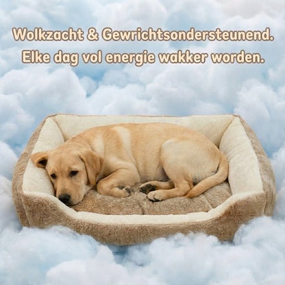 Hondenmand Grote Hond - 100x70 cm - Met Uitneembaar Kussen - Zacht Imitatie Konijnenbont - Antislipbodem - Orthopedisch & Wasbaar - Fluffy Anti Stress Bed XXL - Geschikt voor Labrador, Golden Retriever, Duitse Herder & Labradoodle - Beige/Bruin