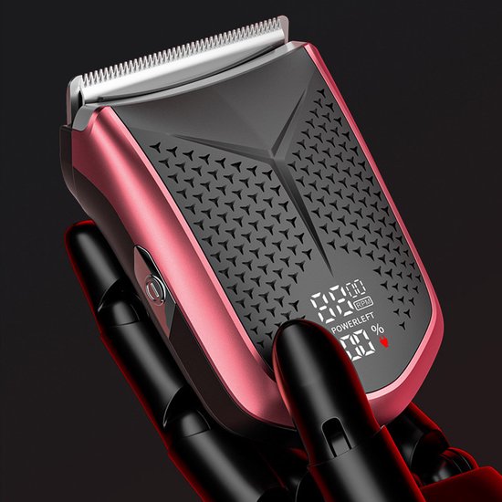 Tondeuse-All-in-One Precisietrimmer, Apparaat voor Gezicht en Hoofd-4 Lengtestanden (2-15 mm)-Waterdicht-Zelfslijpende Mesjes-Draadloos-Batterij Indicatie USB oplaadbare 120 min batterijduur (Rood)