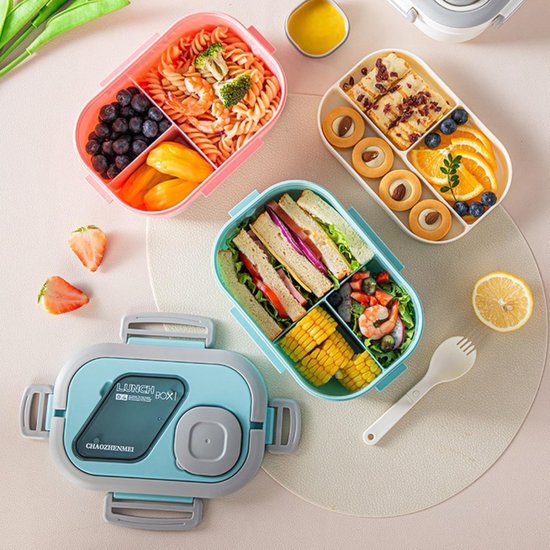 Lunchbox Set 1200+600ml voor Vaatwasser & Magnetronbestendig - Yoghurt en Muesli beker to go - broodtrommel met sausbox ‌en bestek‌ - Lunchpot met Isolerende Draagtas -Bento box voor volwassenen en kinderen‌ - Voor Werk, School, Picnic - Roze