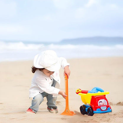 Zandspeelgoed Vrachtwagen Set - 7-delig - Strandspeelgoed met Auto, Gieter, Zandvormpjes & Schepje - Stevig Zandbak Speelgoed voor Kinderen - Complete Strandset - Zandbakspeelgoed - Zandbakken - Buitenspeelgoed - Speelgoed - Multi-color