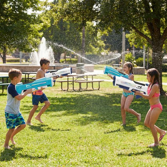 Elektrisch Waterpistool 46cm XL - 7m Bereik - 350ml - Water Pistool met Licht - Automatisch Watergeweer - Super Soaker - Waterspeelgoed - Elektrisch speelgoed - Buitenspeelgoed voor Kinderen & Volwassenen - Inclusief batterij - USB Oplaadbaar - Blauw