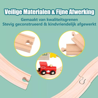 Houten treinset Treinbanen 31-delig – DIY '8'-vorm – meerkleurig – stimuleert de motorische en cognitieve ontwikkeling – Kindercadeaus