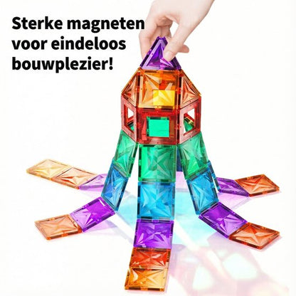 Magnetic Tiles 100 Stuks - Groot Formaat Magnetisch Speelgoed Bouwstenen met Auto & Reuzenrad - Educatief Constructie Speelgoed - Magnetic toys - Montessori 3D Puzzel - Creatief Verjaardag Cadeau voor Jongens & Meisjes 3 Jaar Kinderen