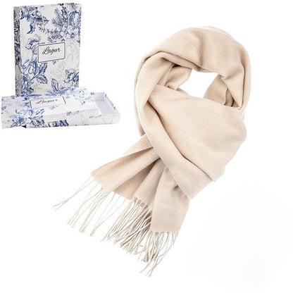 100% Cashmere Sjaal Dames - Zachte Kasjmier Wintersjaal in Chique Geschenkverpakking - Premium Kwaliteit met Waterrimpel Glans - Warm & Stijlvol - Verjaardag Cadeau voor Vrouwen - Melkwit
