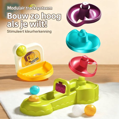 Interactieve Ballenbaan & Spiraaltoren - 3-in-1 Speelgoed met Lanceerder - Stapelen, Schieten & Rollen - Traint Oog-Handcoördinatie - Educatief Cadeau voor Peuters - Montessori speelgoed - Educatief Speelgoed - Speelgoed fijne motoriek - 18 maand+