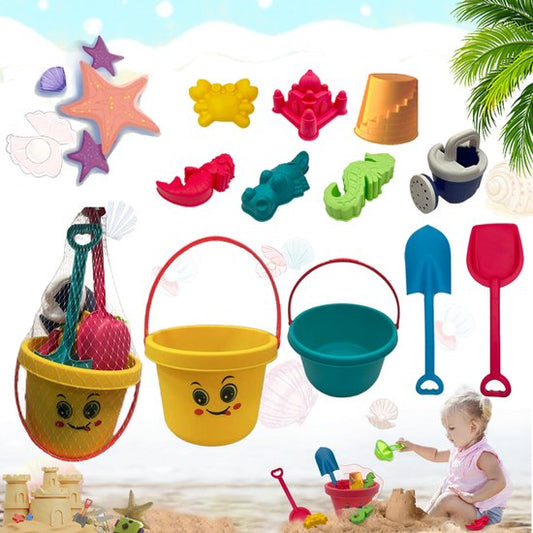 Zandspeelgoed Set 11-delig - Complete Strandspeelgoed Set met Emmer, Schepje, Gieter & Zandvormpjes - Strand/Zandbak Speelgoed voor Kinderen - Duurzaam Plastic Zandset - Stevig Materiaal - Geel