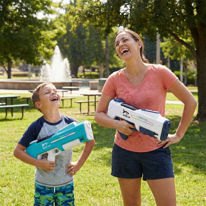 Elektrisch Waterpistool 46cm XL - 7m Bereik - 350ml - Water Pistool met Licht - Automatisch Watergeweer - Super Soaker - Waterspeelgoed - Elektrisch speelgoed - Buitenspeelgoed voor Kinderen & Volwassenen - Inclusief batterij - USB Oplaadbaar - Blauw