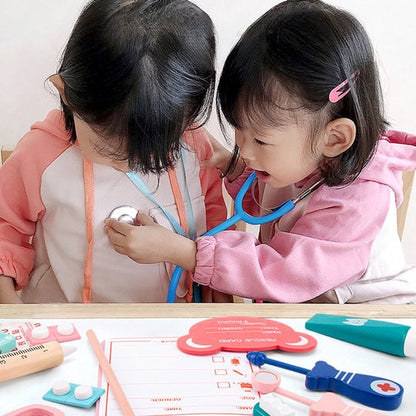 Dokter Speelgoedset 21-delig voor Peuters – Houten Dokterssetje met Stethoscoop, Spuit en Thermometer – Educatief Rollenspel Speelgoed