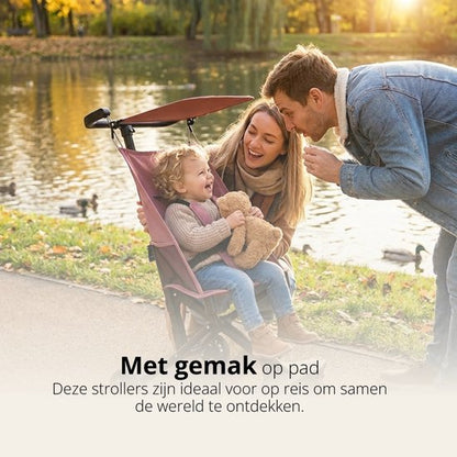Lichtgewicht Buggy & Reisbuggy - Compact inklapbaar Kinderwagen - Opvouwbaar Wandelwagen - Tot 30kg Draagkracht - Stabiel 4-Wiel Design & Anti-Schok - Ideaal voor Camping & Auto - Oersterk Aluminium Frame - Eenhands Inklapbaar - Roze