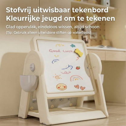Kindertafel Met 1 Stoel + 2 Bakjes + 209 Grote Bouwstenen- 2-in-1 Bouwtafel & Leertafel - Speeltafel Geschikt voor Lego® & Duplo® blokken - Blokken Tafel Kinderen - Legotafel- zandtafel - watertafel - Ideaal Cadeau voor Verjaardagen, Wit