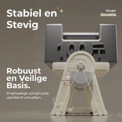 Kindertafel Met 1 Stoel + 2 Bakjes + 209 Grote Bouwstenen- 2-in-1 Bouwtafel & Leertafel - Speeltafel Geschikt voor Lego® & Duplo® blokken - Blokken Tafel Kinderen - Legotafel- zandtafel - watertafel - Ideaal Cadeau voor Verjaardagen, Wit