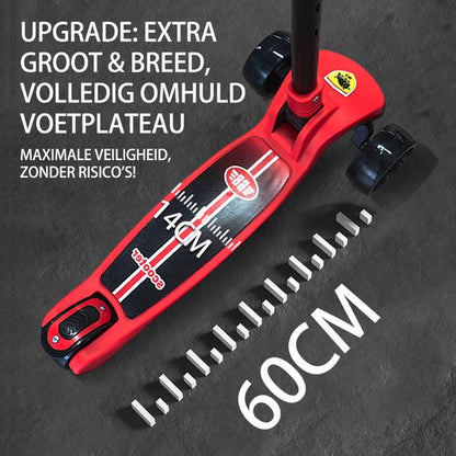 Kinderstep - 3 Lichtgevende LED Wielen - Hoogte Verstelbaar - Jongens/Meisjes - 4 Hoogtes (60-75cm) - Step Eénknops Opvouwbaar - Geschikt voor 2-9 Jaar - Rood