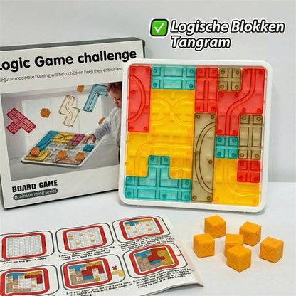 Reisspelletjes Kinderen - Educatief Logisch Denkspel voor Kinderen - Tetris Puzzel & Breinbreker - STEM Speelgoed voor Ruimtelijk Inzicht - Inclusief 14 Blokken & 6 Kubussen - Vakantie Vliegtuig / Auto - IQ Game voor 3, 4, 5, 6, 7, 8, 9+