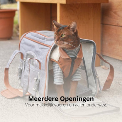 Draagtas Hond - Draagtas Kat - 50x30x30 cm - Reistas & Draagtas - Opvouwbare dieren draagtas - Schoudertas voor huisdieren - Opvouwbaar - Ventilerend - Tot 8kg - Met Veiligheidsriem & Reflectie - Geschikt voor Auto - Met Opbergvakken - Grijs
