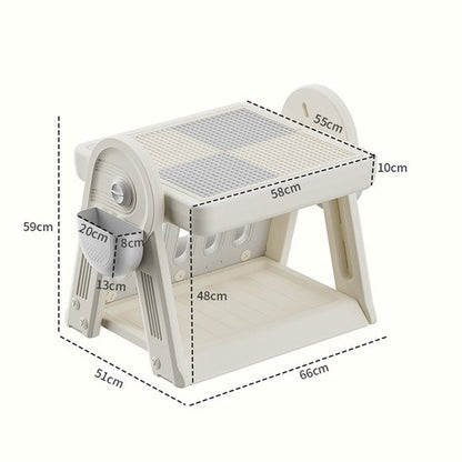 Kindertafel Met 1 Stoel + 2 Bakjes + 209 Grote Bouwstenen- 2-in-1 Bouwtafel & Leertafel - Speeltafel Geschikt voor Lego® & Duplo® blokken - Blokken Tafel Kinderen - Legotafel- zandtafel - watertafel - Ideaal Cadeau voor Verjaardagen, Wit
