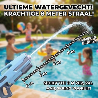 54cm Super Waterpistool - 1200ml Grote Tank, 8m Schietbereik - Waterpistool - Watergeweer - Super Soaker - Duurzaam Waterspeelgoed, Geschikt voor Strand en Tuin - Buitenspeelgoed voor Kinderen en Volwassenen - 54x22x7cm - Blauw, Grijs