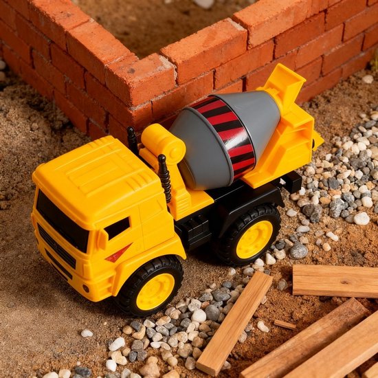Cementmixer vrachtwagen - Bouwplaatsvoertuig - Educatief speelgoed - Kinder Speelauto's voor Jongens - Mixers - Laadwagen -Traagheidsauto - Kindercadeaus - Cadeaus voor jongens - Geel