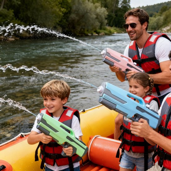 54cm Super Waterpistool - 1200ml Grote Tank, 8m Schietbereik - Waterpistool - Watergeweer - Super Soaker - Duurzaam Waterspeelgoed, Geschikt voor Strand en Tuin - Buitenspeelgoed voor Kinderen en Volwassenen - 54x22x7cm - Blauw, Grijs