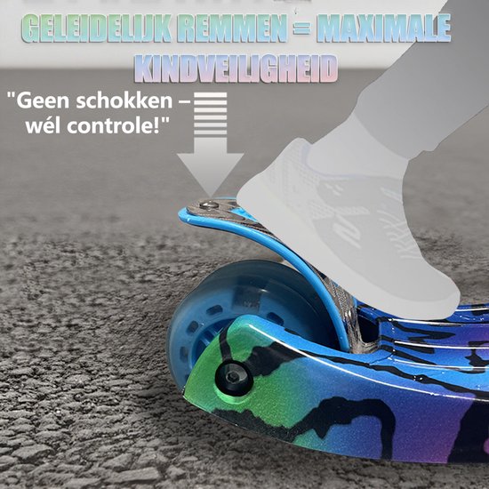 Kinderstep - LED-wielen met flitsende verlichting - max 50kg - leeftijd 3+ - hoogte verstelbaar 61-83 cm (3 standen) Blauw
