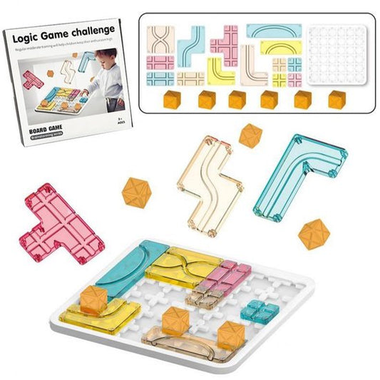Reisspelletjes Kinderen - Educatief Logisch Denkspel voor Kinderen - Tetris Puzzel & Breinbreker - STEM Speelgoed voor Ruimtelijk Inzicht - Inclusief 14 Blokken & 6 Kubussen - Vakantie Vliegtuig / Auto - IQ Game voor 3, 4, 5, 6, 7, 8, 9+