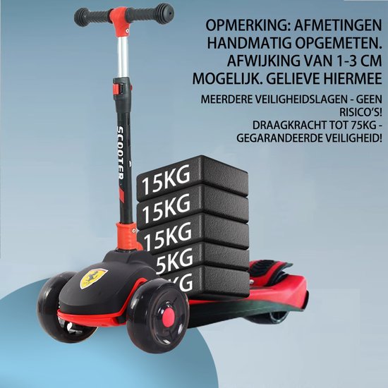 QGT Kinderstep - 3 LED wielen - Verstelbaar - Voor jongen en meisje - 2-9 jaar