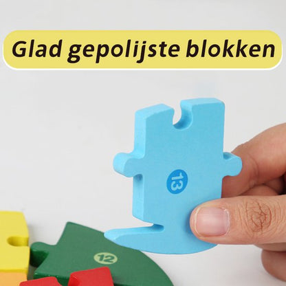 Houten Blokpuzzel-Montessori Speelgoed-3D puzzel-Kinderen-3 Jaar-Gift-Cadeau-16stuks-Schoploader, Educatief Spel voor 3 4 5 6 7 Jaar, Cadeau voor Jongens en Meisjes