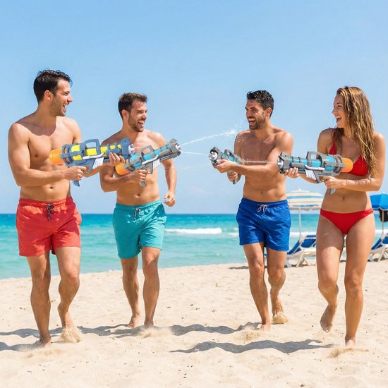 Waterpistool 62cm XL - 1300ml Grote Tank & 7m Schietbereik - Water Pistool- Watergeweer - Super Soaker - Duurzaam Waterspeelgoed voor Strand & Tuin - Buitenspeelgoed voor Kinderen & Volwassenen - 62*26*14cm - Blauw, Geel