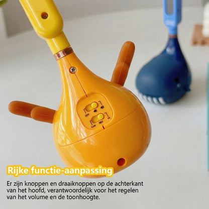 Elektrisch Muziekinstrument Walvis - Magische Speelgoed Gitaar & Synthesizer voor Kinderen - Zachte Siliconen Kop (Knijp & Glijspel) - USB Oplaadbaar - Educatief Muziekspeelgoed - Grappig muziekinstrument - Oranje