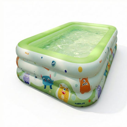 Premium Opblaasbaar Kinderzwembad - 180 x 130 x 56 cm - 3-Laags Verdikt Familiezwembad - Veilig PVC Babybad met Afvoergat - Zomer Waterplezier - Zwembad speelgoed - Buitenspeelgoed inclusief Reparatiesetje