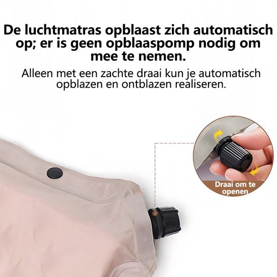 Slaapmat - Dubbel Campingmatras 192x132 cm Extra Breed - 5 cm Dikte - Incl. Stofvrije Hoes - Comfortabe - Opvouwbaar Kampeermatras - Logeermatras - 2-Persoons - Kaki