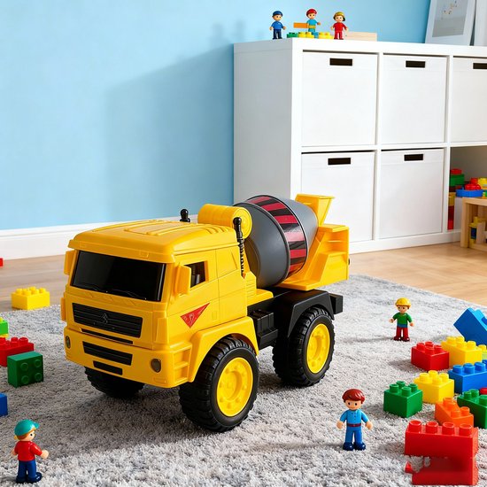 Cementmixer vrachtwagen - Bouwplaatsvoertuig - Educatief speelgoed - Kinder Speelauto's voor Jongens - Mixers - Laadwagen -Traagheidsauto - Kindercadeaus - Cadeaus voor jongens - Geel