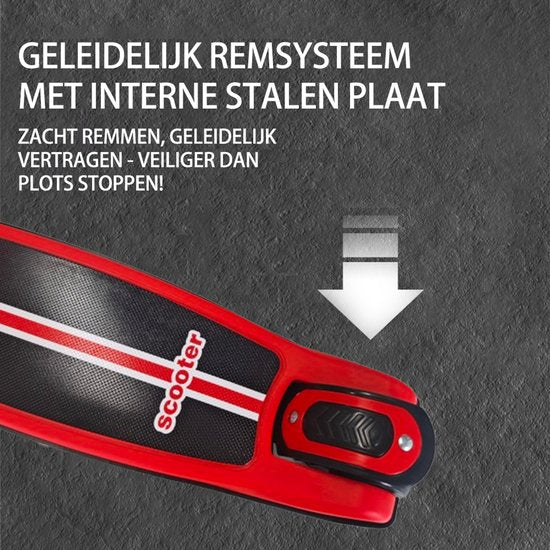Kinderstep - 3 Lichtgevende LED Wielen - Hoogte Verstelbaar - Jongens/Meisjes - 4 Hoogtes (60-75cm) - Step Eénknops Opvouwbaar - Geschikt voor 2-9 Jaar - Rood