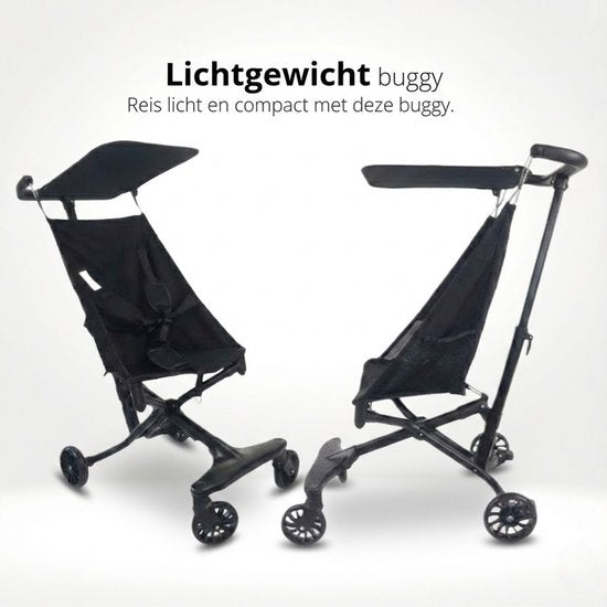 Lichtgewicht Buggy & Reisbuggy - Compact inklapbaar Kinderwagen - Opvouwbaar Wandelwagen - Tot 30kg Draagkracht - Stabiel 4-Wiel Design & Anti-Schok - Ideaal voor Camping & Auto - Oersterk Aluminium Frame - Eenhands Inklapbaar - Zwart