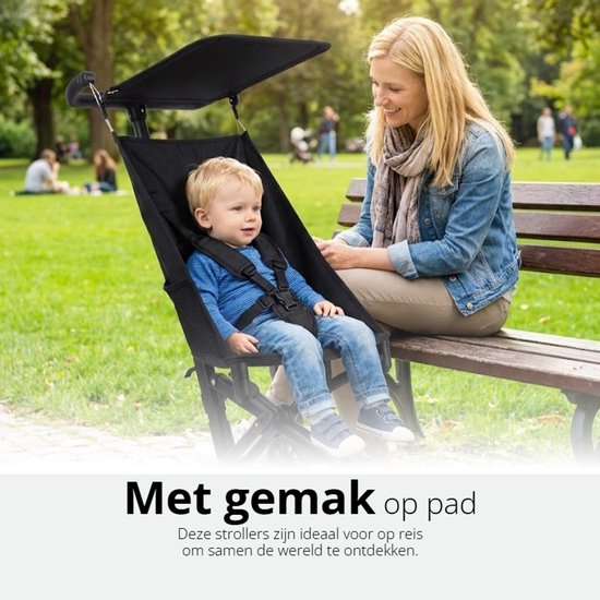 Lichtgewicht Buggy & Reisbuggy - Compact inklapbaar Kinderwagen - Opvouwbaar Wandelwagen - Tot 30kg Draagkracht - Stabiel 4-Wiel Design & Anti-Schok - Ideaal voor Camping & Auto - Oersterk Aluminium Frame - Eenhands Inklapbaar - Zwart