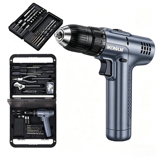 Gevulde Gereedschapskoffer - Accuboormachine Set in Koffer - Complete Gereedschapsset inclusief Handgereedschap en Borenset - 10mm - Type-C Oplaadbaar - Inclusief Schroevendraaiers, Tang en Accessoires - Zwart