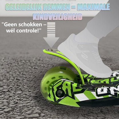 Kinderstep - LED-wielen met flitsende verlichting - max 50kg - leeftijd 3+ - hoogte verstelbaar 61-83 cm (3 standen) Groen