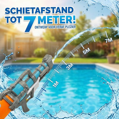 Waterpistool 62cm XL - 1300ml Grote Tank & 7m Schietbereik - Water Pistool- Watergeweer - Super Soaker - Duurzaam Waterspeelgoed voor Strand & Tuin - Buitenspeelgoed voor Kinderen & Volwassenen - 62*26*14cm - Blauw, Grijs