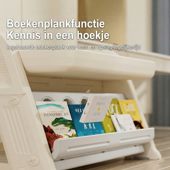 Kindertafel Met 1 Stoel + 2 Bakjes + 209 Grote Bouwstenen- 2-in-1 Bouwtafel & Leertafel - Speeltafel Geschikt voor Lego® & Duplo® blokken - Blokken Tafel Kinderen - Legotafel- zandtafel - watertafel - Ideaal Cadeau voor Verjaardagen, Wit
