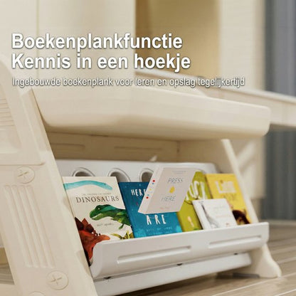 Kindertafel Met 1 Stoel + 2 Bakjes + 209 Grote Bouwstenen- 2-in-1 Bouwtafel & Leertafel - Speeltafel Geschikt voor Lego® & Duplo® blokken - Blokken Tafel Kinderen - Legotafel- zandtafel - watertafel - Ideaal Cadeau voor Verjaardagen, Wit