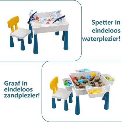 Kindertafel Met 1 Stoel + 4 Bakjes + 410 Bouwstenen - 2-in-1 Bouwtafel & Leertafel - Speeltafel Geschikt voor Lego® & Duplo® blokken - Blokken Tafel Kinderen - zandtafel - watertafel - Ideaal Cadeau voor Kerst & Verjaardagen - Groen