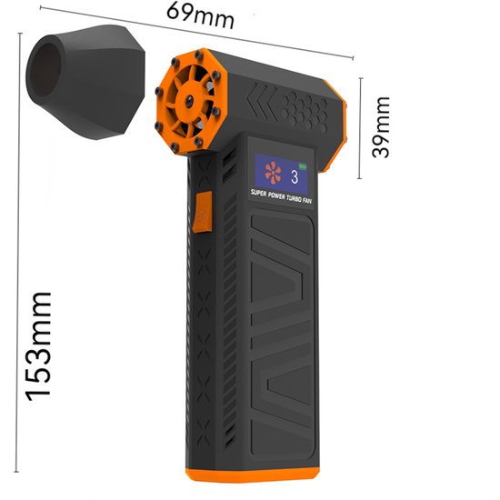 Turbo Jet Fan - Elektrische Air Duster & Blaasapparaat - 130.000 RPM - Draadloos - Mini Blower voor Auto Drogen, PC Reiniging, BBQ & Sneeuw - Vervangt Perslucht Spuitbussen - Auto detailer - Oplaadbaar - Zwart