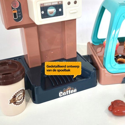 Speelset voor kinderen, 41pcs +, Koffiezetapparaat, Leren en Serveren Koffiemachine, Winkeltje Speelgeld met Licht & Geluid - Educatief Rollenspel - Interactief speelgoed - Keuken & Restaurant Verjaardag Cadeau voor Jongens & Meisjes 3 Jaar